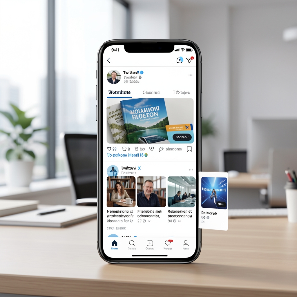 Смартфон с открытыми лентами социальных сетей Twitter X и Facebook, используемых для получения новостей